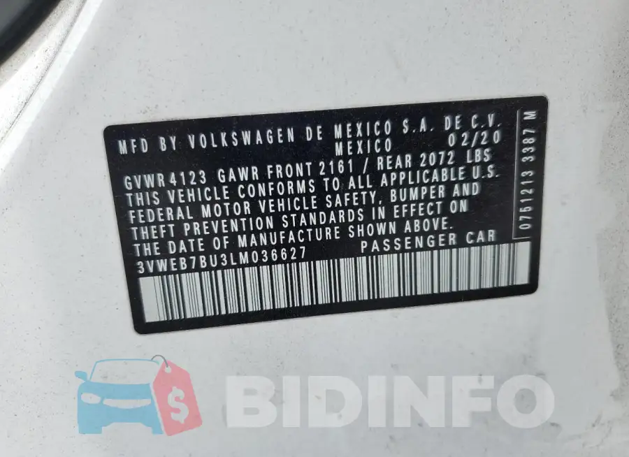 3VWEB7BU3LM036627 Photo# 12
