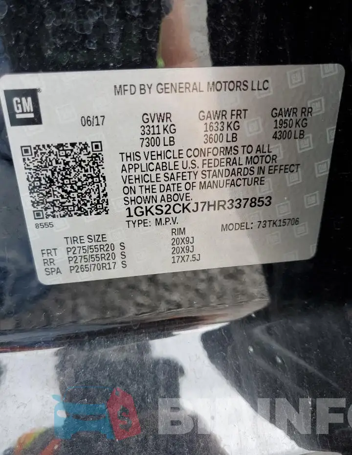 1GKS2CKJ7HR337853 Photo# 13