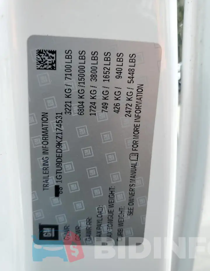 1GTU9DED9KZ174531 Photo# 12