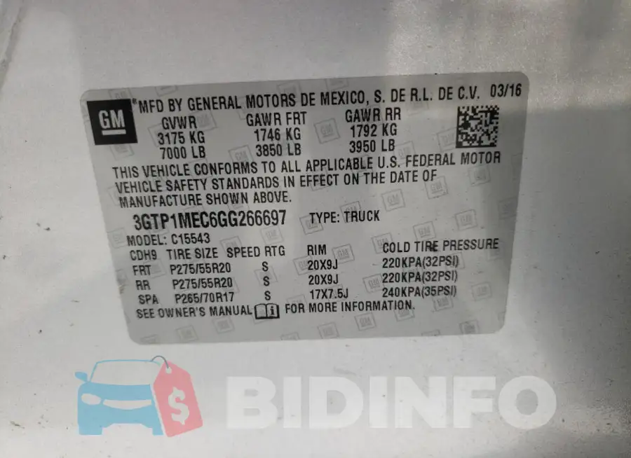 3GTP1MEC6GG266697 Photo# 12