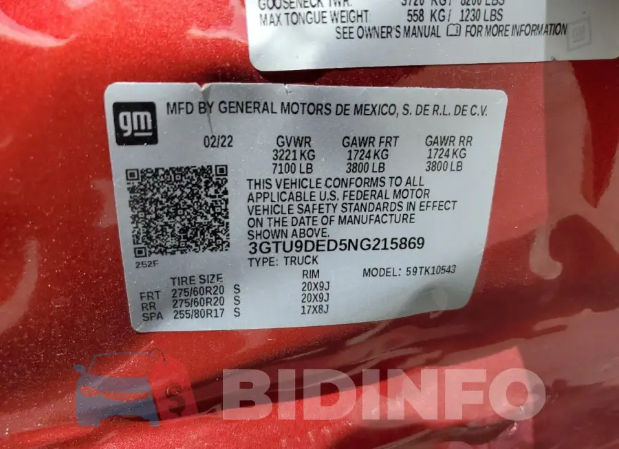 3GTU9DED5NG215869 Photo# 12