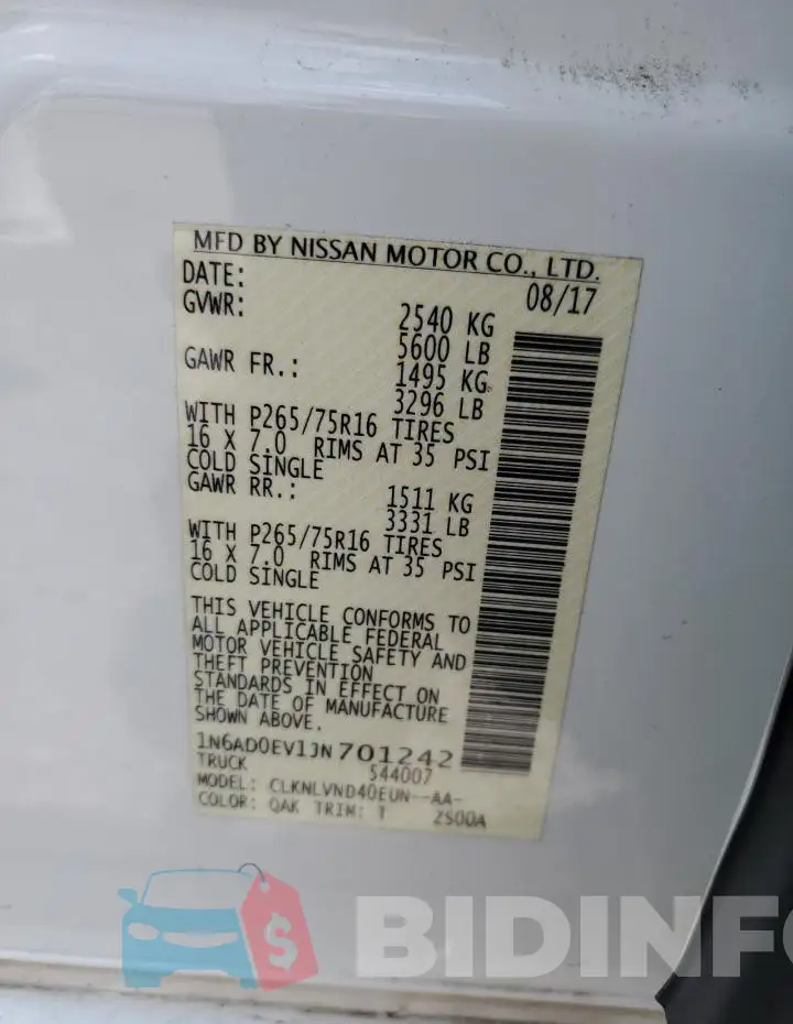 1N6AD0EV1JN701242 Photo# 12