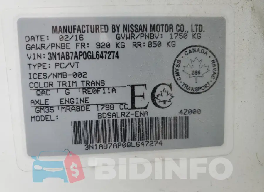 3N1AB7AP0GL647274 Photo# 12