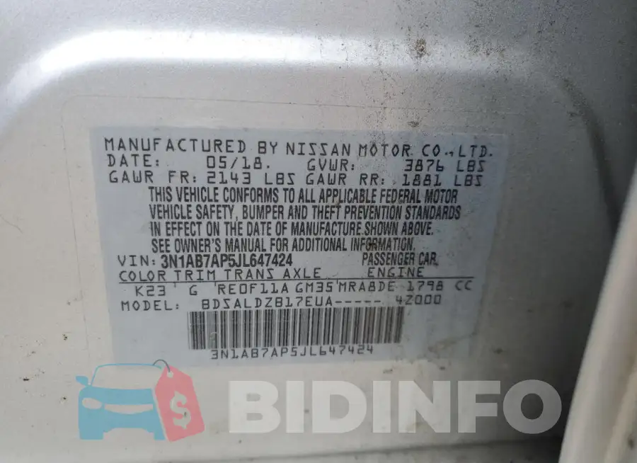 3N1AB7AP5JL647424 Photo# 12
