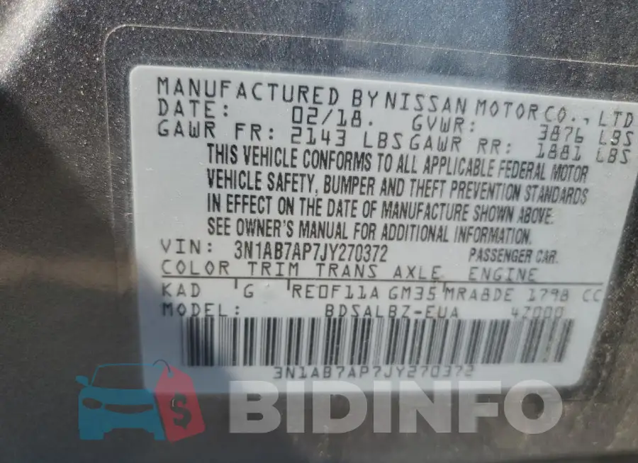 3N1AB7AP7JY270372 Photo# 12