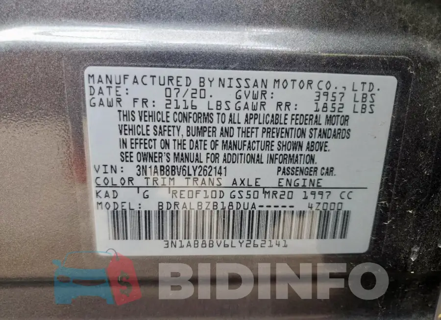 3N1AB8BV6LY262141 Photo# 13