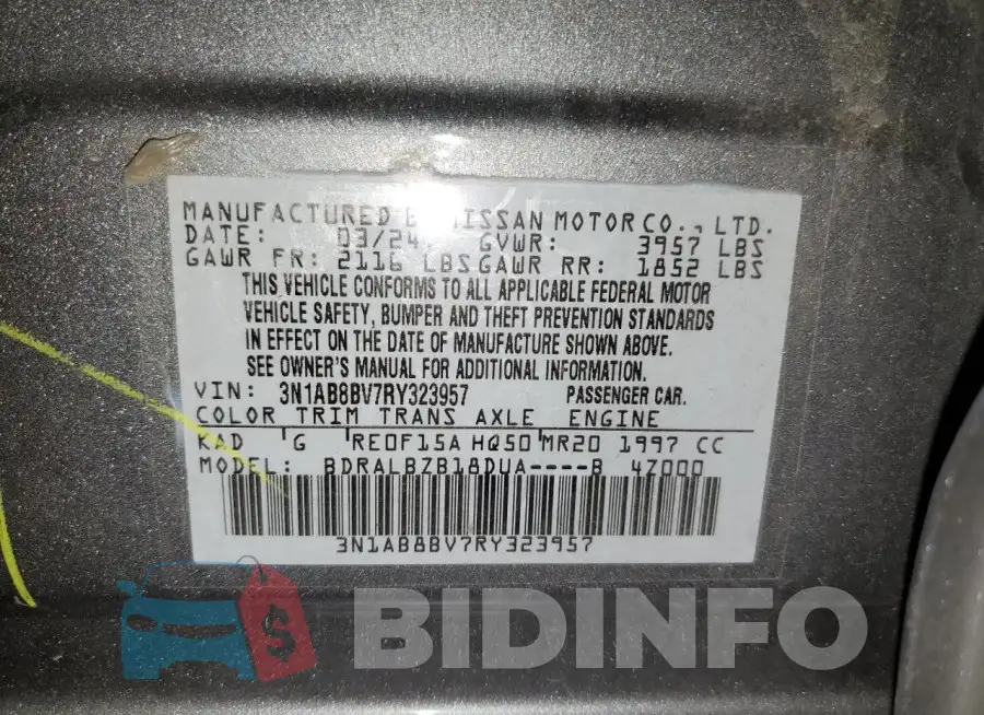 3N1AB8BV7RY323957 Photo# 12