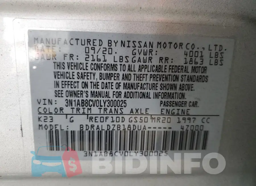 3N1AB8CV0LY300025 Photo# 12