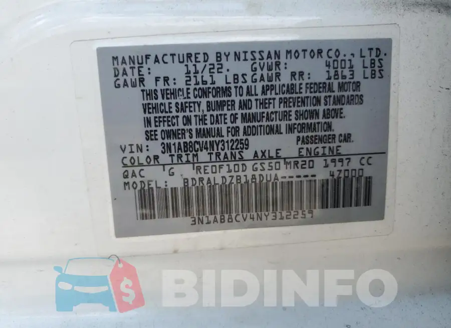 3N1AB8CV4NY312259 Photo# 12