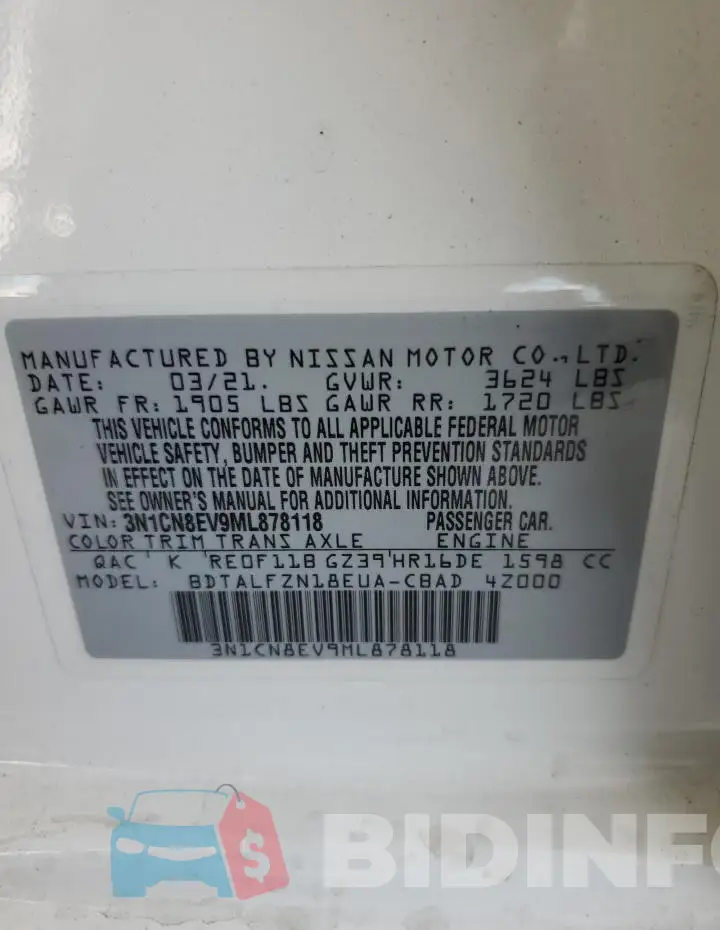 3N1CN8EV9ML878118 Photo# 12