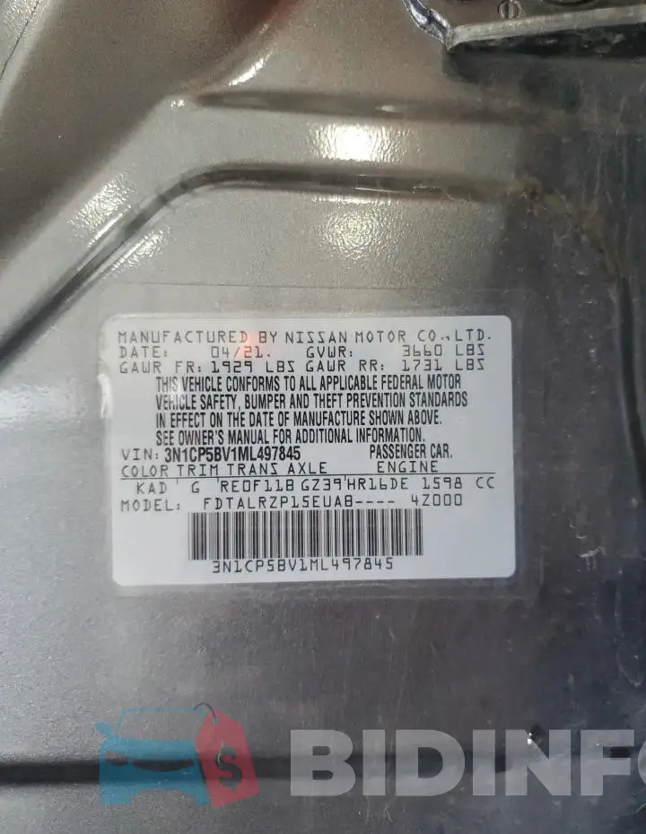 3N1CP5BV1ML497845 Photo# 13