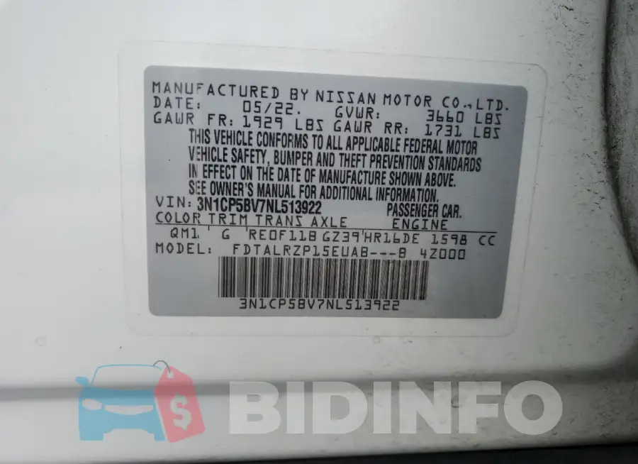 3N1CP5BV7NL513922 Photo# 13