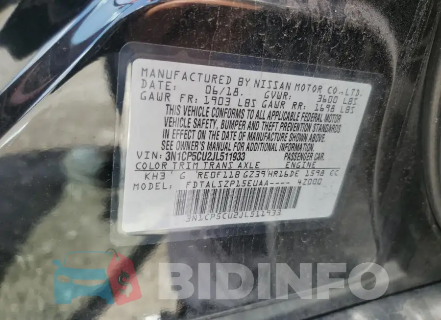 3N1CP5CU2JL511933 Photo# 13