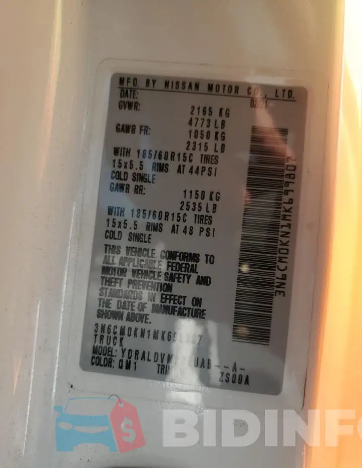 3N6CM0KN1MK699807 Photo# 14