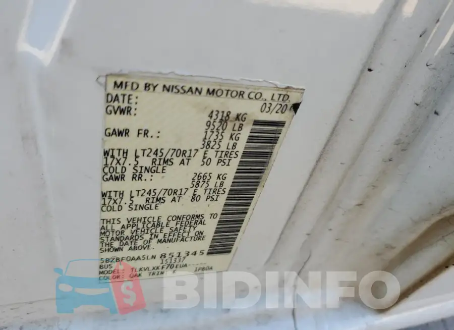 5BZBF0AA5LN851345 Photo# 14