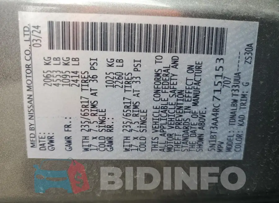 5N1BT3AA4RC715153 Photo# 12