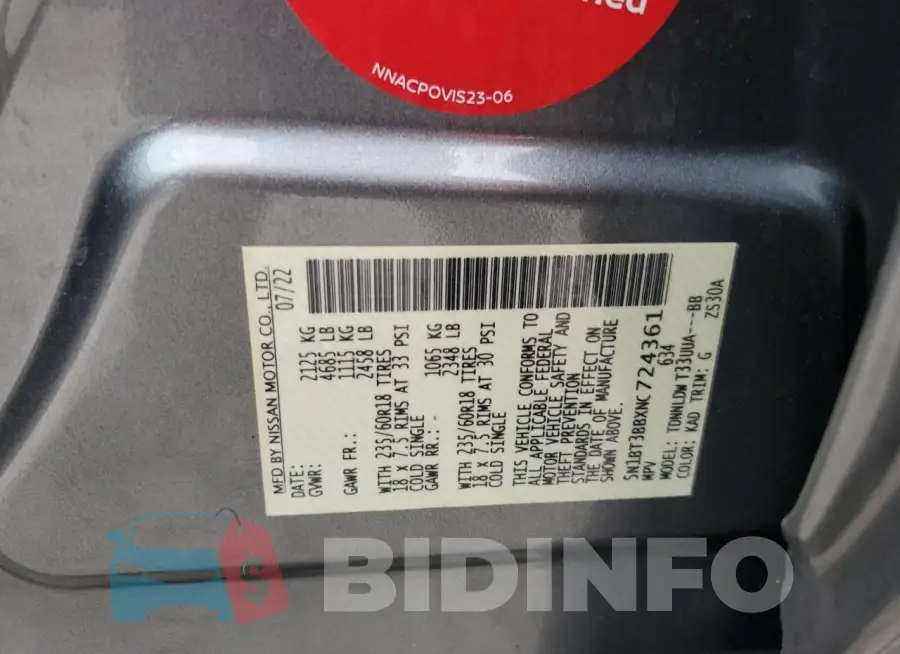 5N1BT3BBXNC724361 Photo# 13