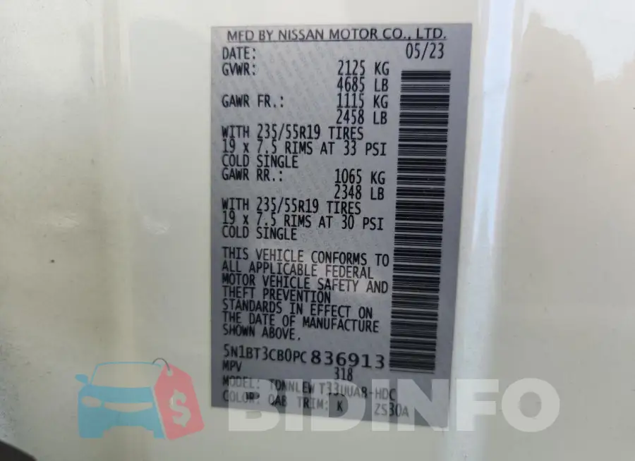 5N1BT3CB0PC836913 Photo# 14