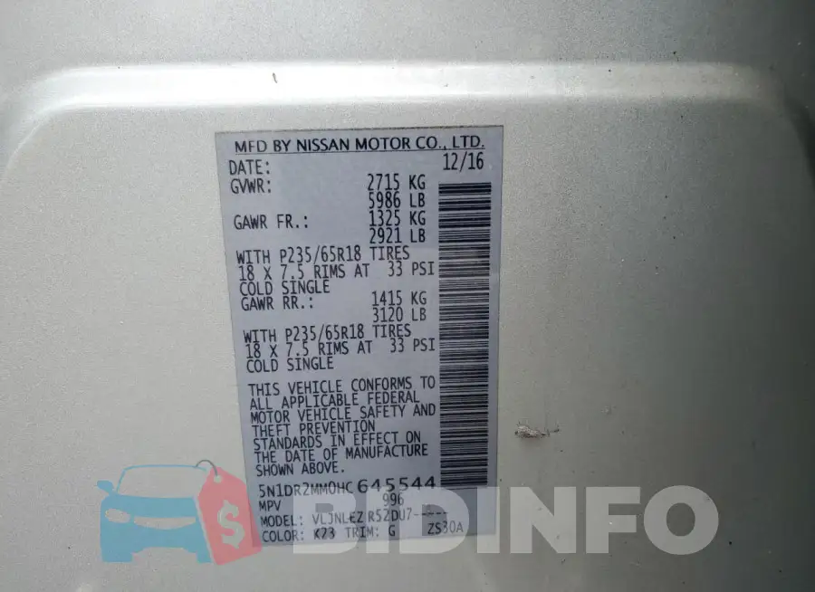 5N1DR2MM0HC645544 Photo# 13