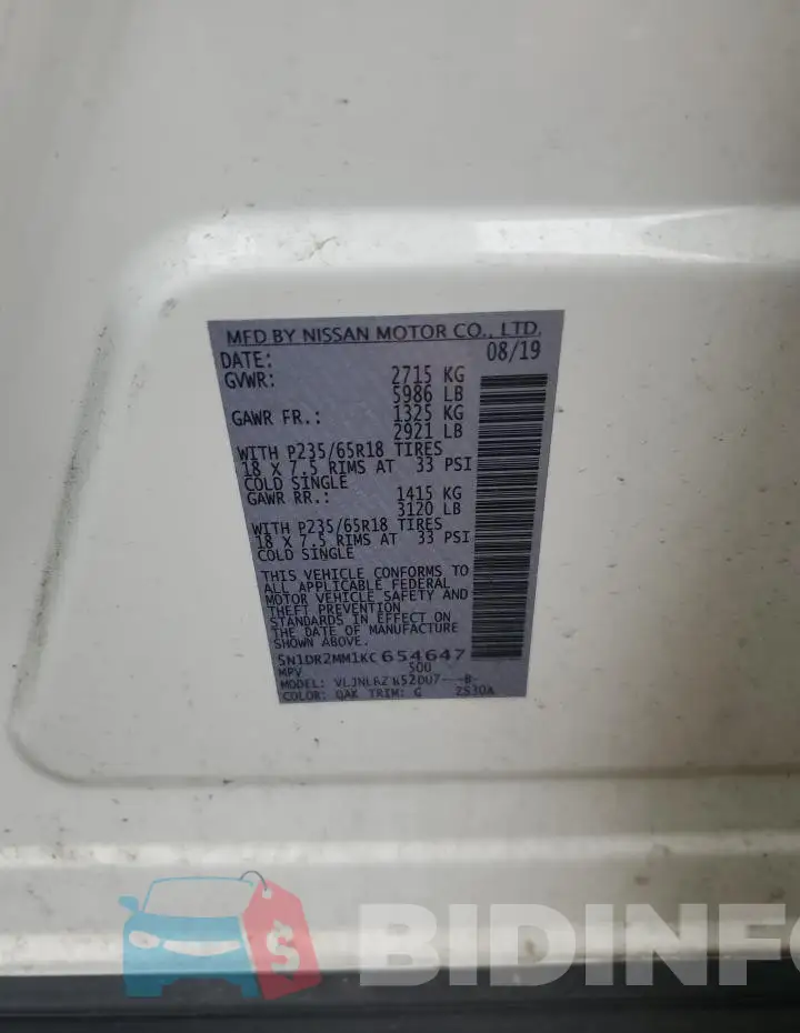 5N1DR2MM1KC654647 Photo# 12