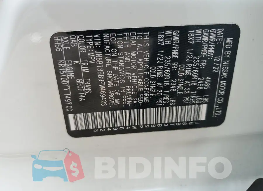JN8BT3BB9PW469423 Photo# 13