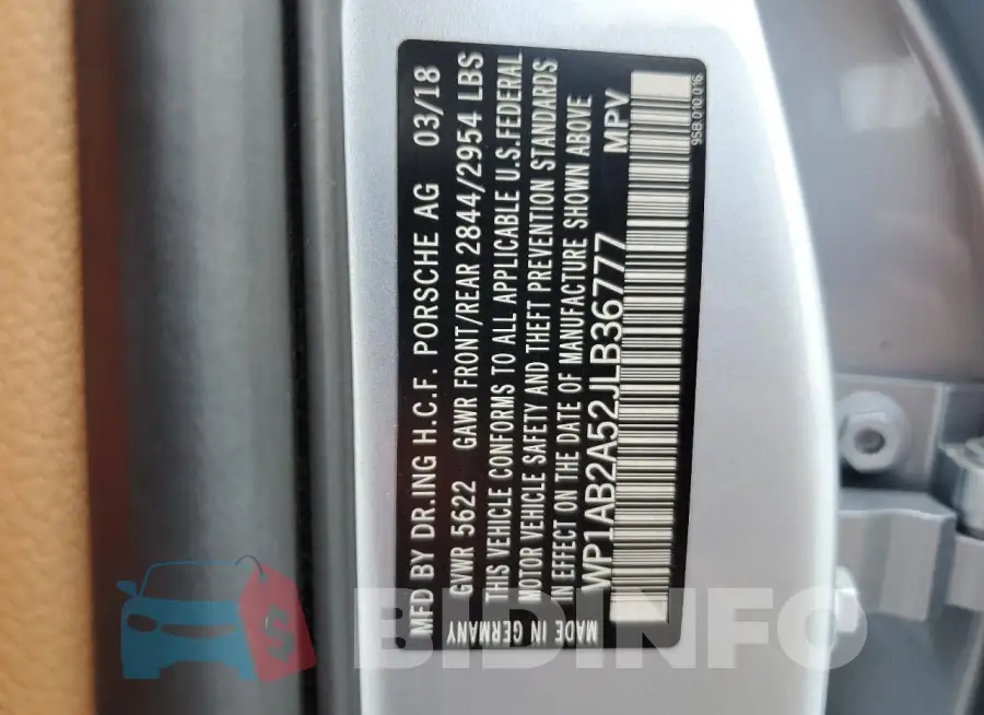 WP1AB2A52JLB36777 Photo# 13