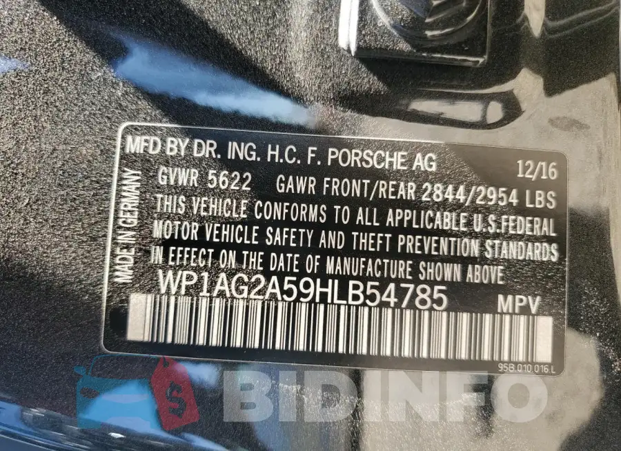 WP1AG2A59HLB54785 Photo# 13