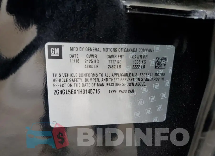 2G4GL5EX1H9145716 Photo# 12