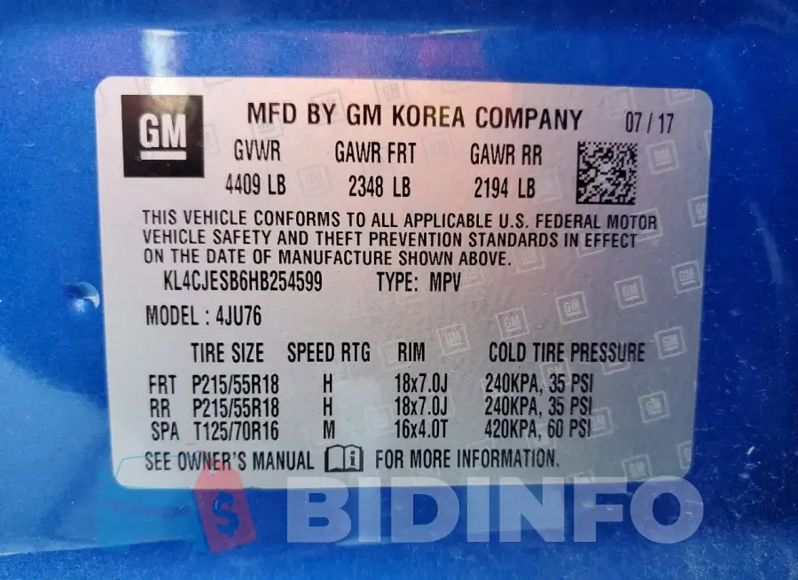 KL4CJESB6HB254599 Photo# 13