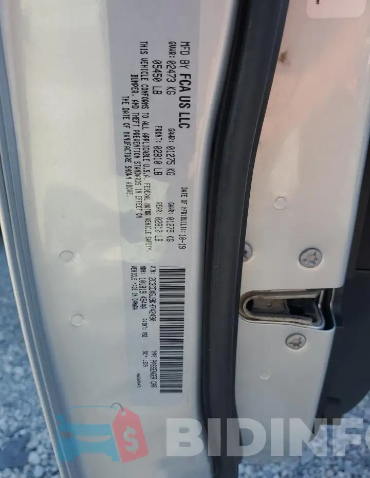 2C3CDXGJ9KH742490 Photo# 13