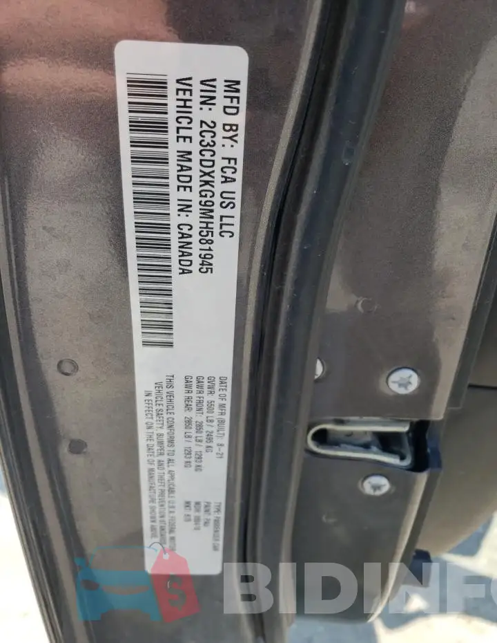 2C3CDXKG9MH581945 Photo# 13