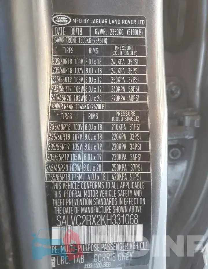SALVC2RX2KH331068 Photo# 13