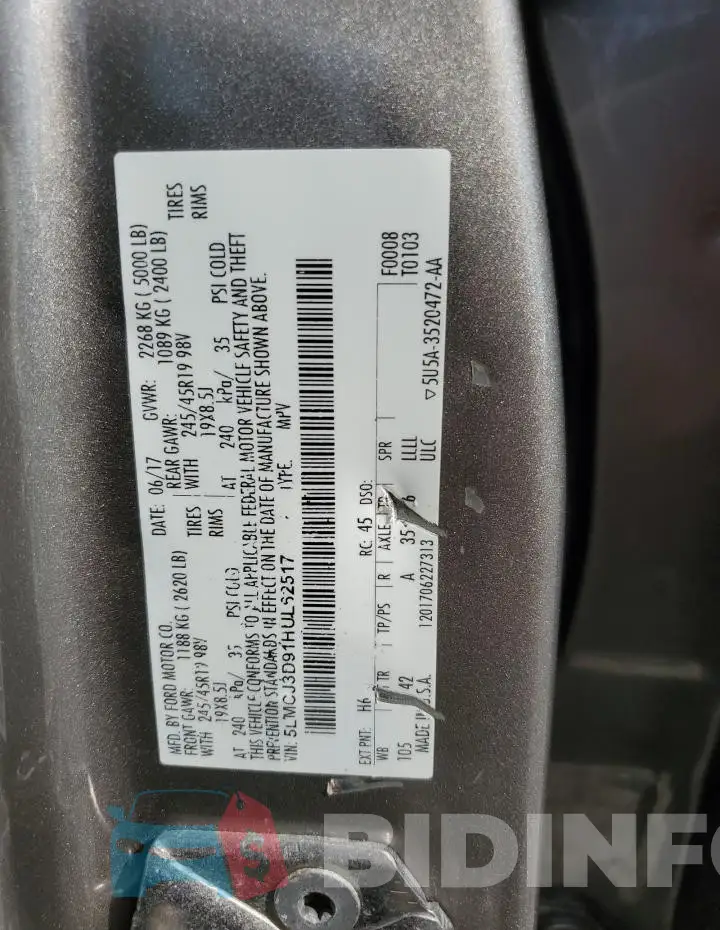 5LMCJ3D91HUL62517 Photo# 12
