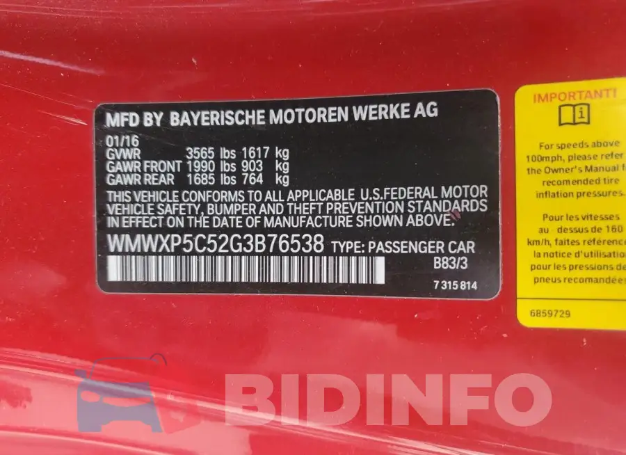 WMWXP5C52G3B76538 Photo# 12