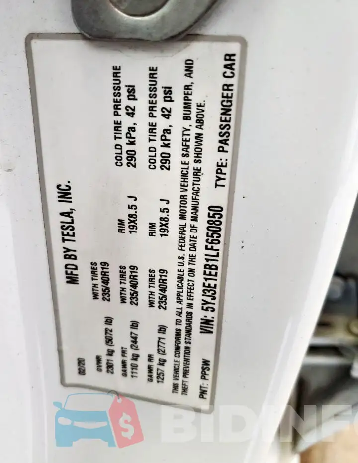 5YJ3E1EB1LF650850 Photo# 12