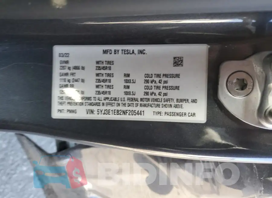 5YJ3E1EB2NF205441 Photo# 12