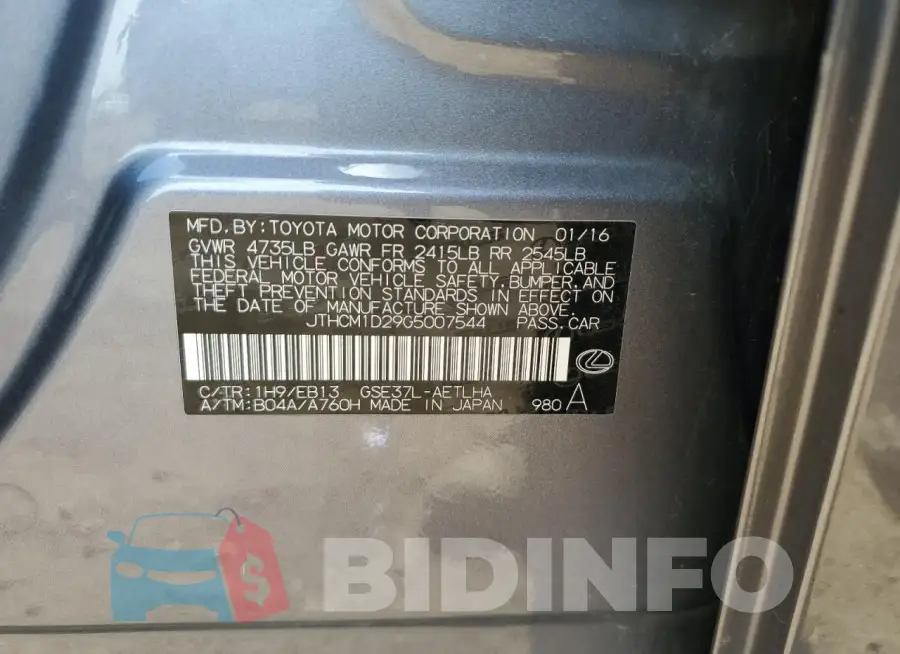 JTHCM1D29G5007544 Photo# 12