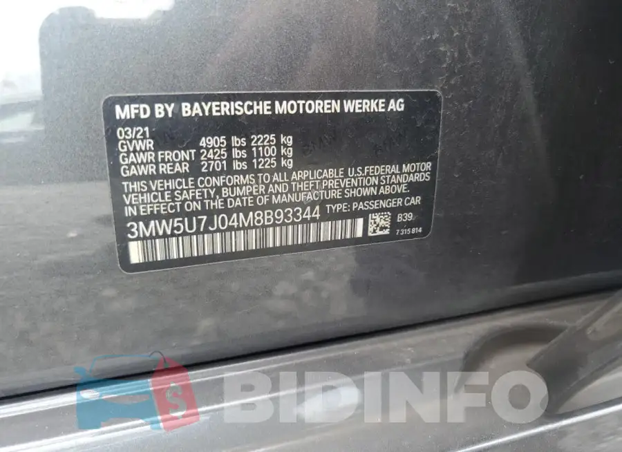 3MW5U7J04M8B93344 Photo# 12