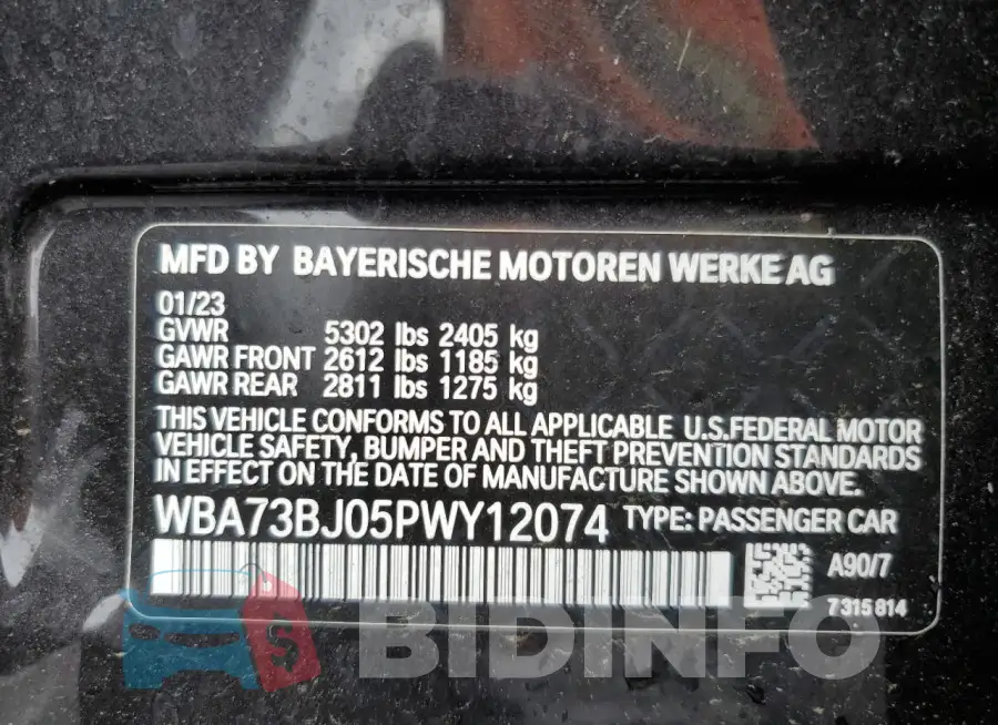 WBA73BJ05PWY12074 Photo# 12