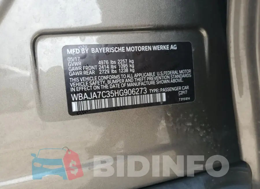 WBAJA7C35HG906273 Photo# 12