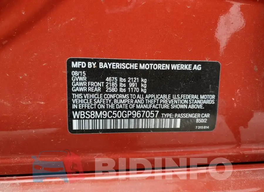WBS8M9C50GP967057 Photo# 12