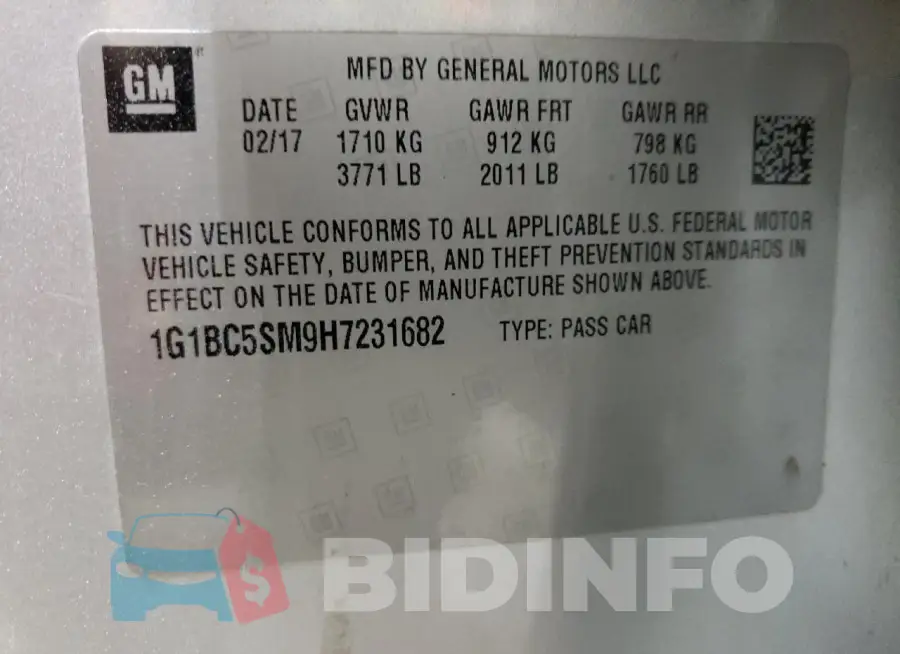 1G1BC5SM9H7231682 Photo# 13