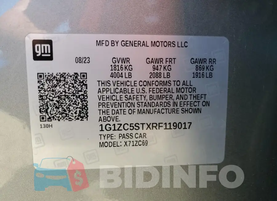 1G1ZC5STXRF119017 Photo# 13