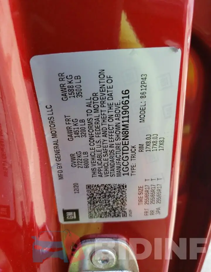 1GCGTDEN8M1190616 Photo# 12