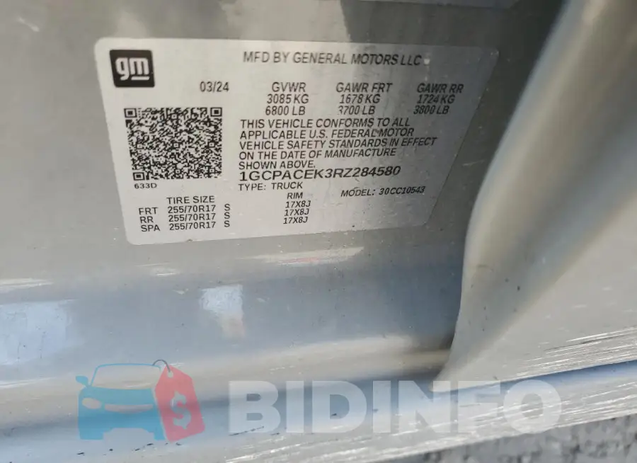 1GCPACEK3RZ284580 Photo# 12