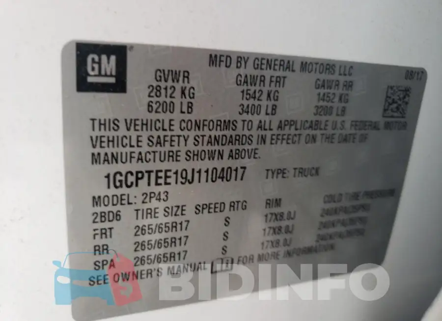 1GCPTEE19J1104017 Photo# 12