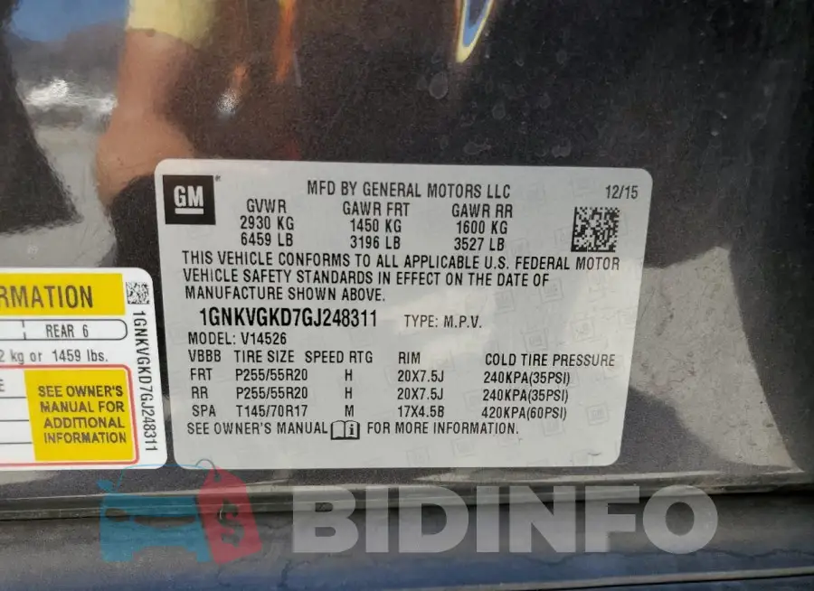 1GNKVGKD7GJ248311 Photo# 13
