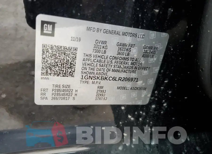 1GNSKBKC6LR206971 Photo# 13