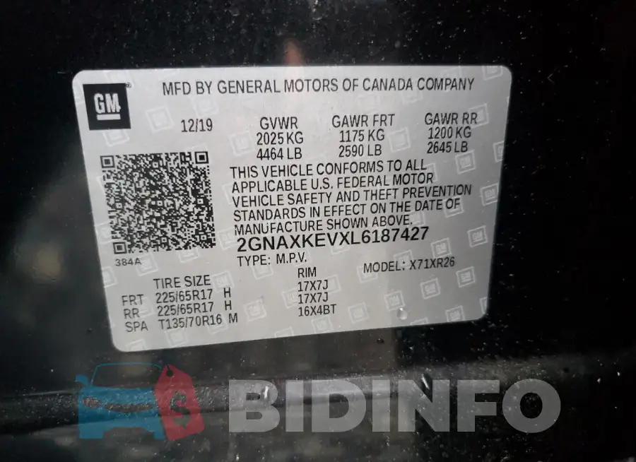 2GNAXKEVXL6187427 Photo# 13