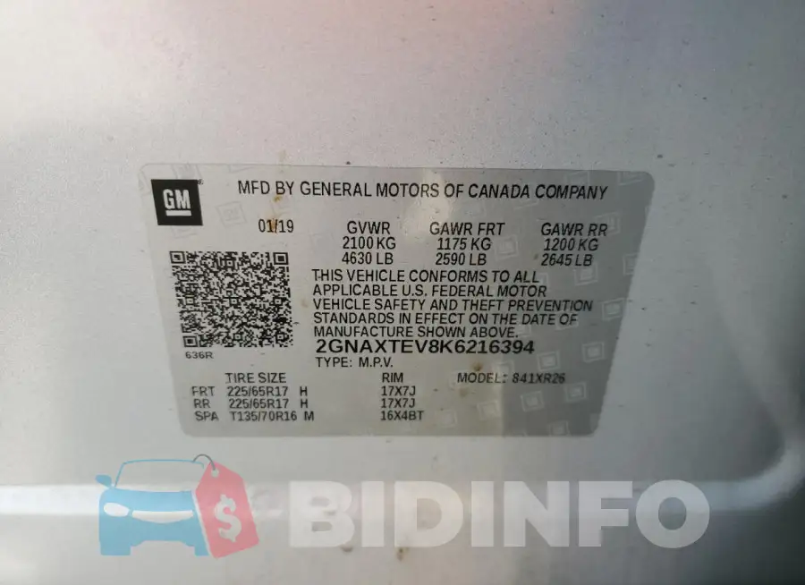 2GNAXTEV8K6216394 Photo# 14